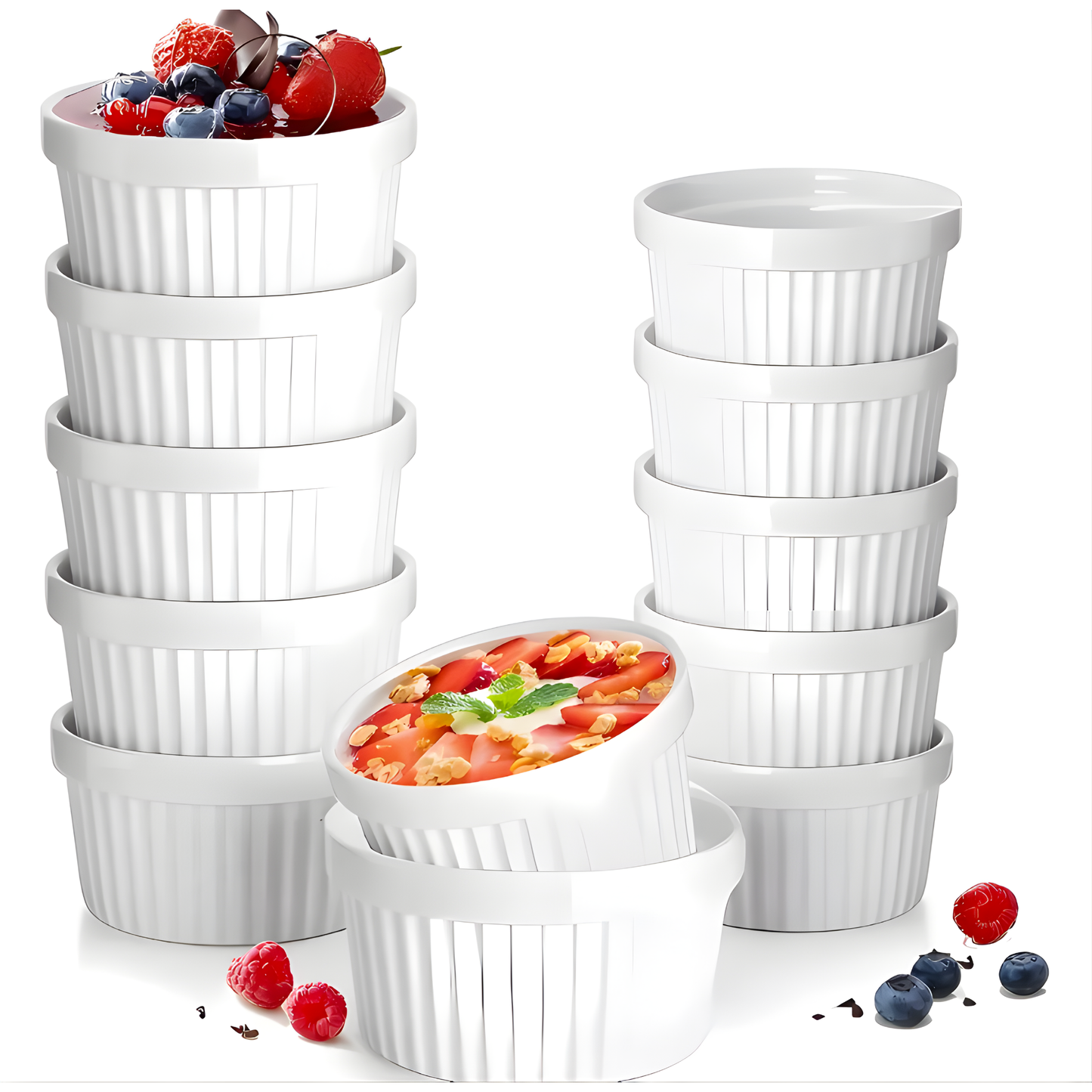 Pack Ramekin Pocillo Blanco Apto Para Horno - 120ml y 270ml | 4, 6 y 12 Unidades