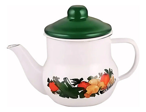 Tetera De Té Enlozada 1/2 Litro Grand Chef Condor Blanco