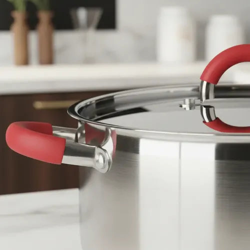 Batería De Cocina Acero Inox. 8 Pzas. M/silicona. Ollas. Col Acero