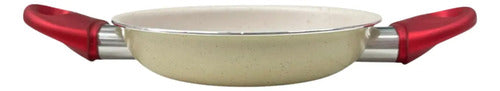 Paila Ceramica Huevo Antiadherente 16 Cm Con Asas Silicona Rojo