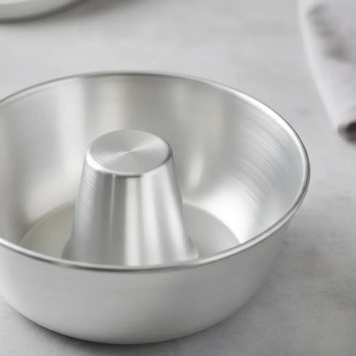 Molde Bundt Flanera 18 Cm Aluminio Para Queques Gelatina Plateado