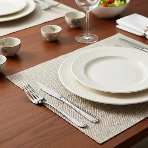 Pack 18 Tenedores + 18 Cuchillos De Mesa Acero Inoxidable Plateado