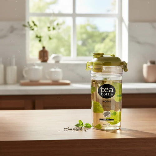 Botella Infusora Agua Té Hierbas Mate 600cc Komax Transparente