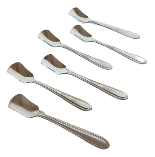 Pack 6 Cuchara Acero Inoxidable Cuadrada Postre Helado Gris
