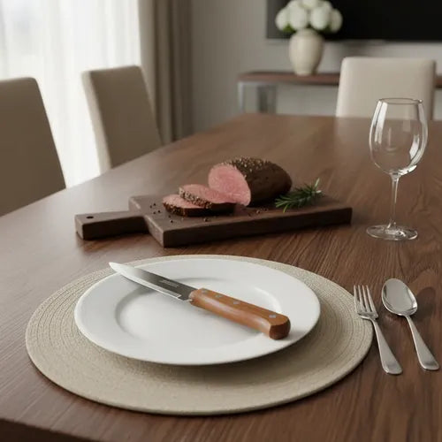 Cuchillo Cocinero Tramontina 14 Cm Mango Madera Marron Marrón