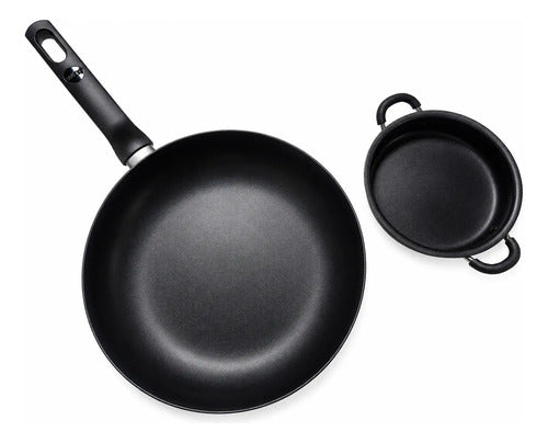Pack Sarten 28 Cm + Paila 16 Cm Wens Antiadherente Negro