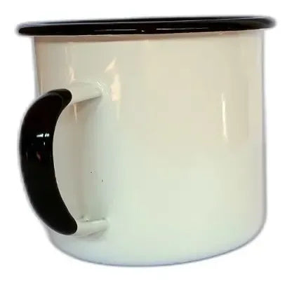 Jarro Enlozado Blanco Con Mango Negro 600 Ml