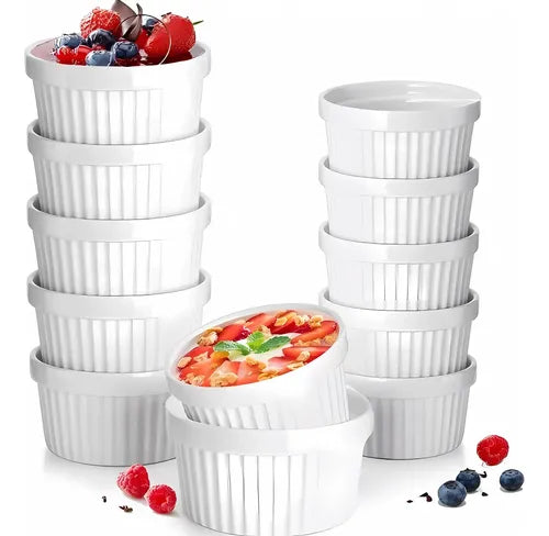 Pack 12 Ramekin Pocillo Blanco Apto Para Horno 270ml Blanco Elegante
