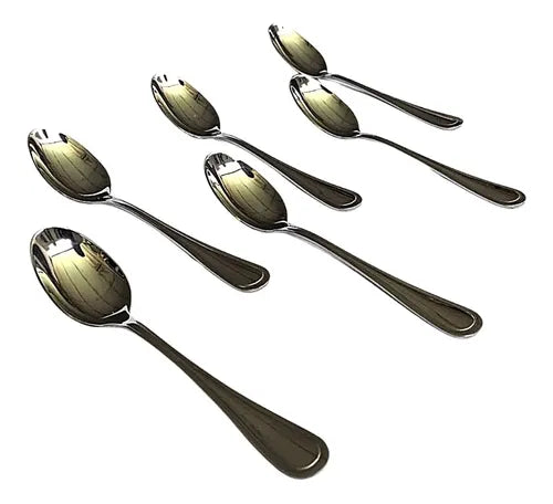 Pack 12 Cucharas De Té Postres Cocina Acero Inox. Mompelier Gris