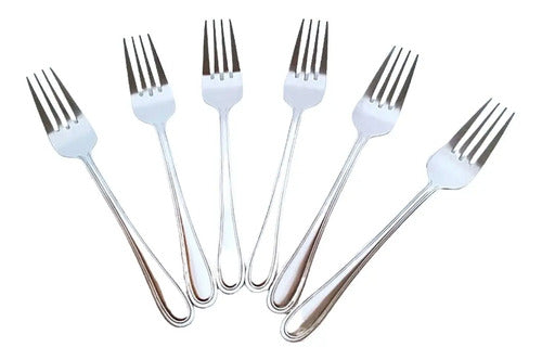 Pack 18 Tenedores + 18 Cuchillos De Mesa Acero Inoxidable Plateado