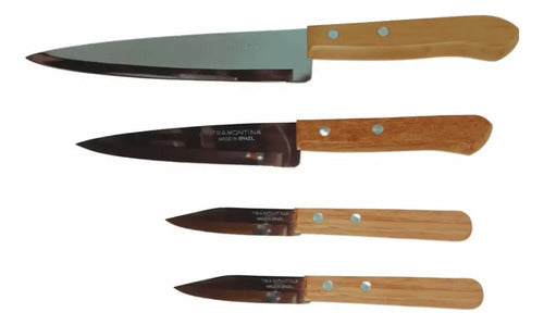 Set Cuchillos Cocineros + 2 Peladores Papa Tramontina Marrón