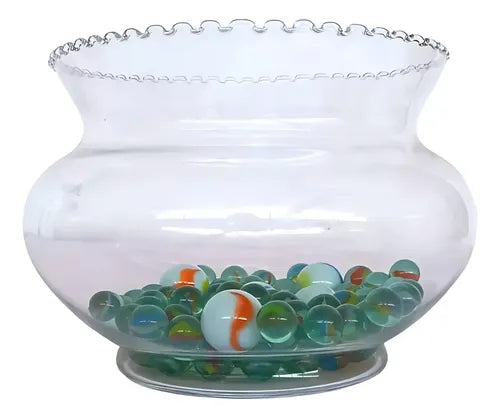 Florero Pecera De Vidrio Diseño 15 Cm Transparente Elegante
