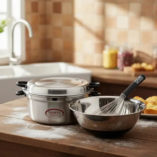 Horno Mágico 30cm, Bowl De Acero Inox. 26cm Y Batidor 30cm  Gris