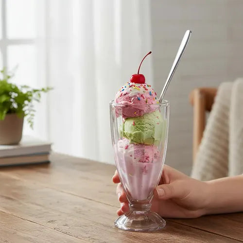 Set De Copas Y Cucharas De Helado Allegra Altus Transparente, Pack De 6