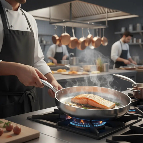 Sartén Acero Inoxidable Cóndor Gourmet 28 Cm Plateado