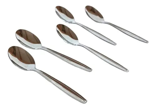 Pack 6 Cucharas De Té Postres Cocina Acero Inoxidable Hawai Gris