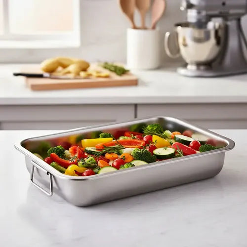Pack Bandeja Asadera Budinera Acero Inoxidable 30x40 Y 60x40 Plateado