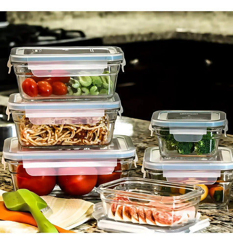 Taper Hermético Vidrio Rectangular Comida 400ml Transparente