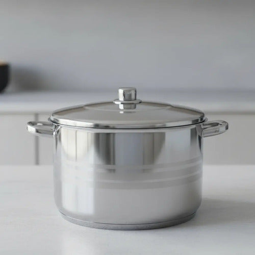 Olla Acero Inoxidable Alta 30 Cm Marca Dc, 10 Litros Gris