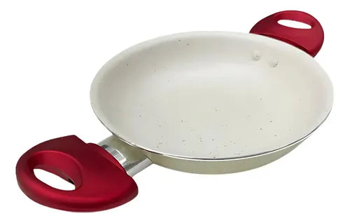 Paila Ceramica Huevo Antiadherente 16 Cm Con Asas Silicona Rojo