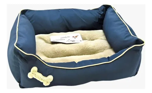 Cama Para Mascota Acolchada Azul Oscuro