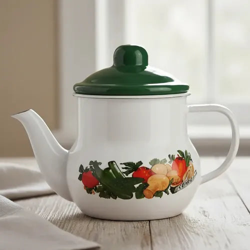 Tetera De Té Enlozada 1/2 Litro Grand Chef Condor Blanco