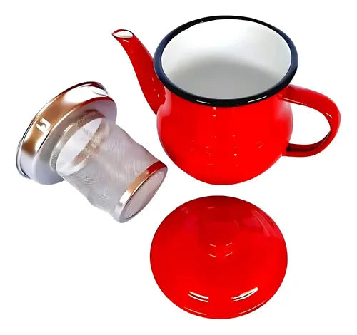 Tetera 1/2 Litro Enlozada Condor Roja Nueva Rojo
