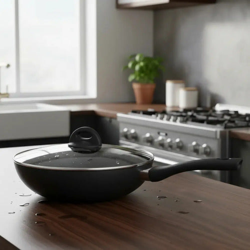 Wok 30cm + Tapa Heatflow Negro Negro