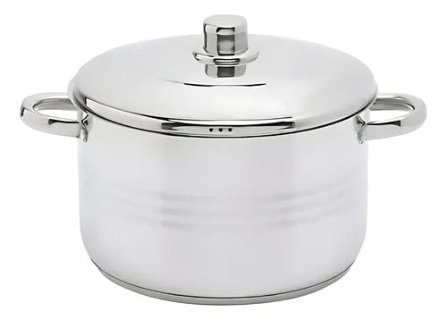 Olla  Acero Inoxidable Alta 22 Cm Marca Dc 4 Litros Gris