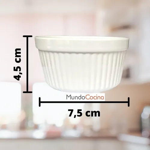 Pack 4 Ramekin Blanco Pocillo Para Horno 120ml Blanco