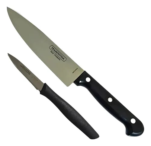 Cuchillo Medio Golpe 20 Cm + Cuchillo Puntilla   Negro