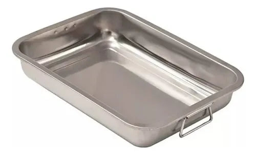 Bandeja Asadera Budinera Acero Inox 60x40 + Rejilla Parrilla Gris