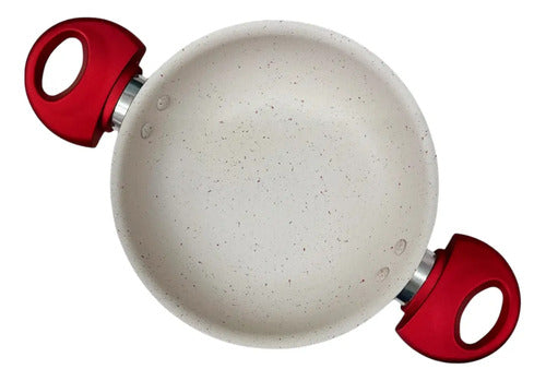 Paila Ceramica Huevo Antiadherente 16 Cm Con Asas Silicona Rojo