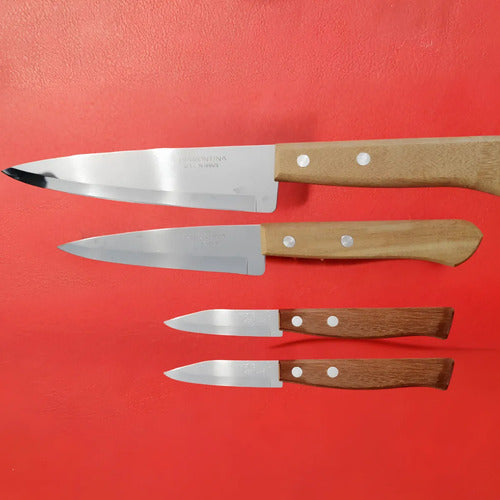 Set Cuchillos Cocineros + 2 Peladores Papa Tramontina Marrón