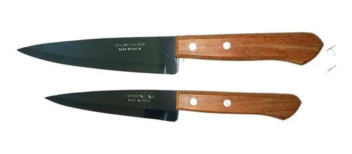 Pack 2 Cuchillos Cocineros 5 Y 7  Tramontina Mango Madera Marrón