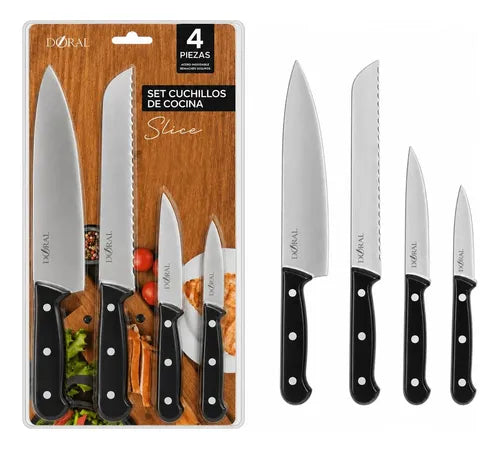 Set Cuchillo De Cocina 4 Piezas Negro