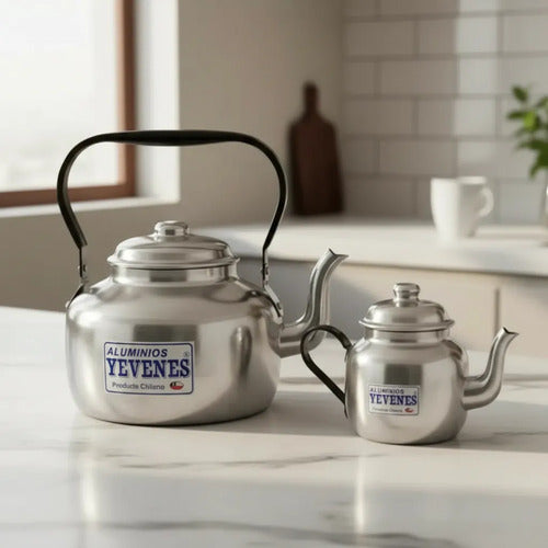 Tetera Te + Tetera De Agua 2 Litros De Aluminio Gris