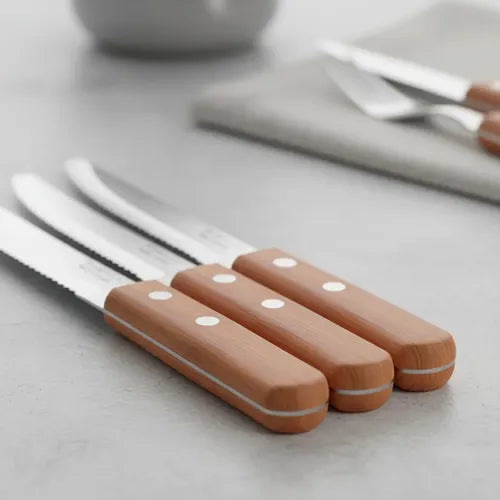 Set 12 Cuchillos Sierra Linea Tradicional Madera Tramontina Marrón