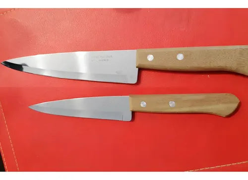 Pack 2 Cuchillos Cocineros 5 Y 7  Tramontina Mango Madera Marrón