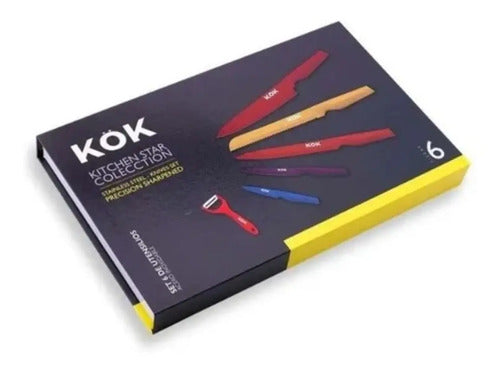 Set 6 Piezas De Cuchillos De Cocina Colores Kok Blanco