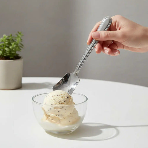 Pack 6 Cuchara Acero Inoxidable Cuadrada Postre Helado Gris