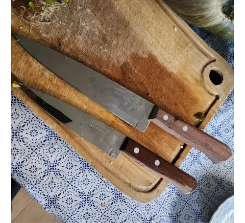 Pack 2 Cuchillos Cocineros 5 Y 7  Tramontina Mango Madera Marrón