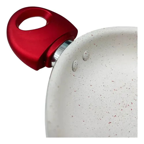Paila Ceramica Huevo Antiadherente 16 Cm Con Asas Silicona Rojo