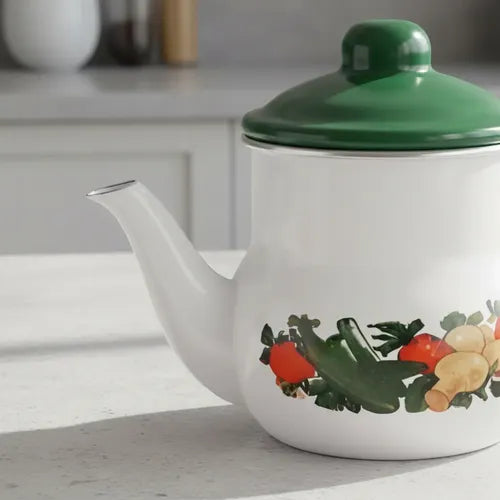 Tetera De Té Enlozada 1/2 Litro Grand Chef Condor Blanco