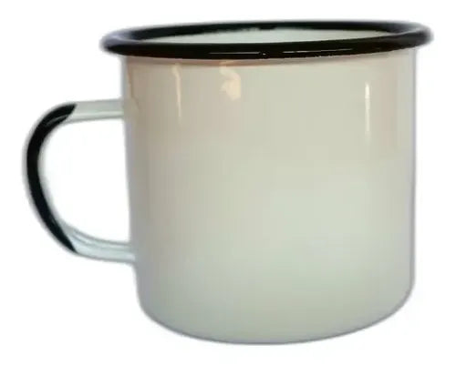 Jarro Enlozado Blanco Con Mango Negro 600 Ml