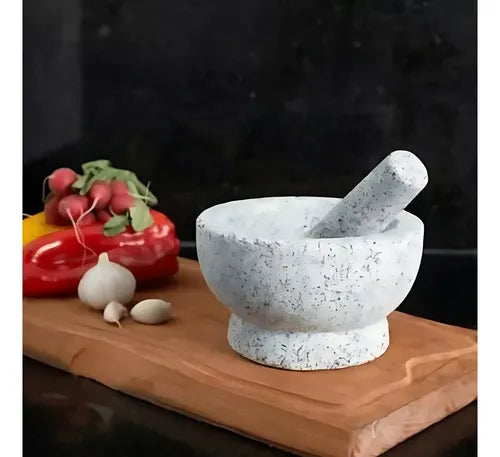 Mortero Condimentos, Sal, Ají Piedra 17 Cm
