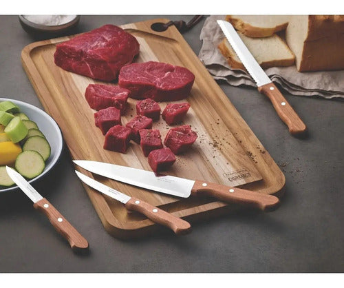 Set Cuchillos Cocineros + 2 Peladores Papa Tramontina Marrón