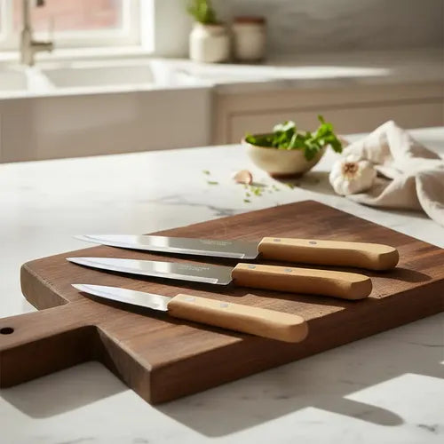 Pack 2 Cuchillos Cocinero + Cuchillo Pelador Papa Tramontina Marrón
