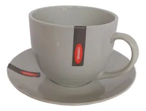 Juego De 6 Tazas Con Platillo Cerámica Cóndor Blanco Invierno Basico