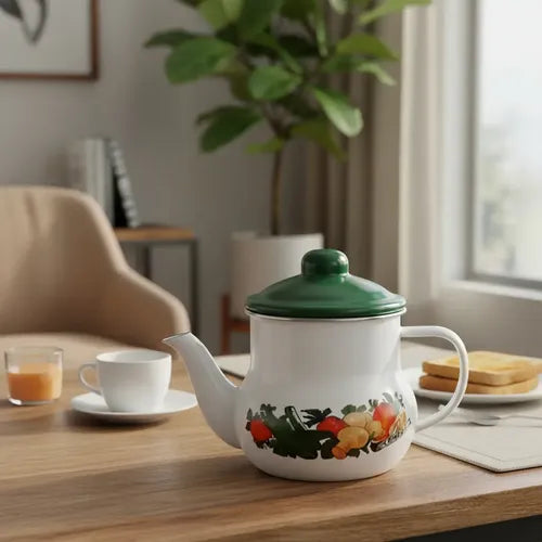 Tetera De Té Enlozada 1/2 Litro Grand Chef Condor Blanco
